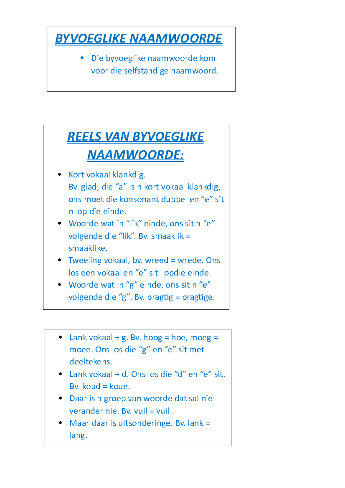 Byvoeglike Language Rules Byvoeglike Naamwoorde Die Byvoeglike