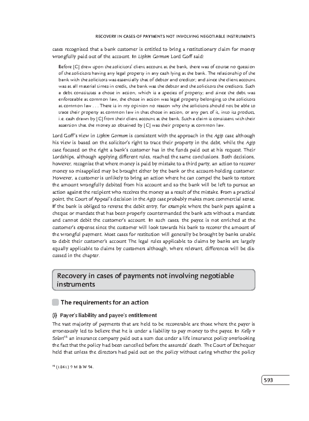 Zlib - n/a - RECOVERY IN CASES OF PAYMENTS NOT INVOLVING NEGOTIABLE ...