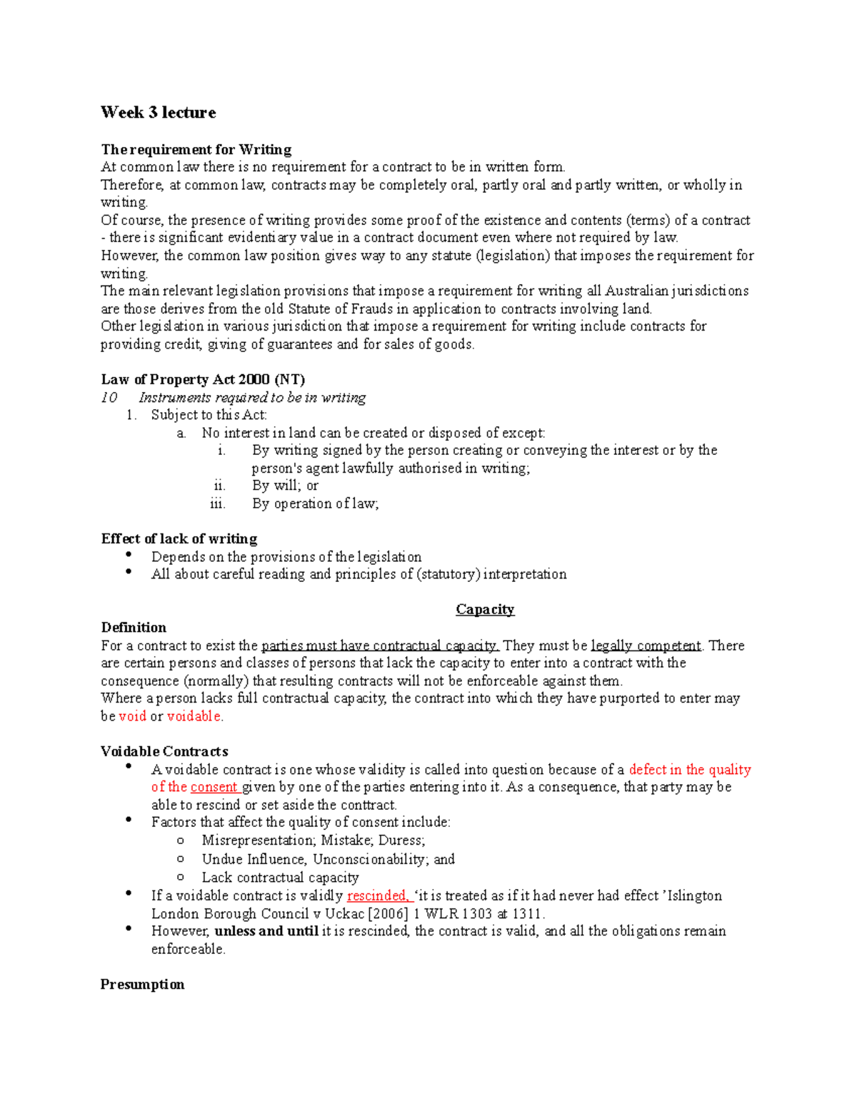 Lecture 3 Notes - Week 3 lecture The requirement for Writing At common ...