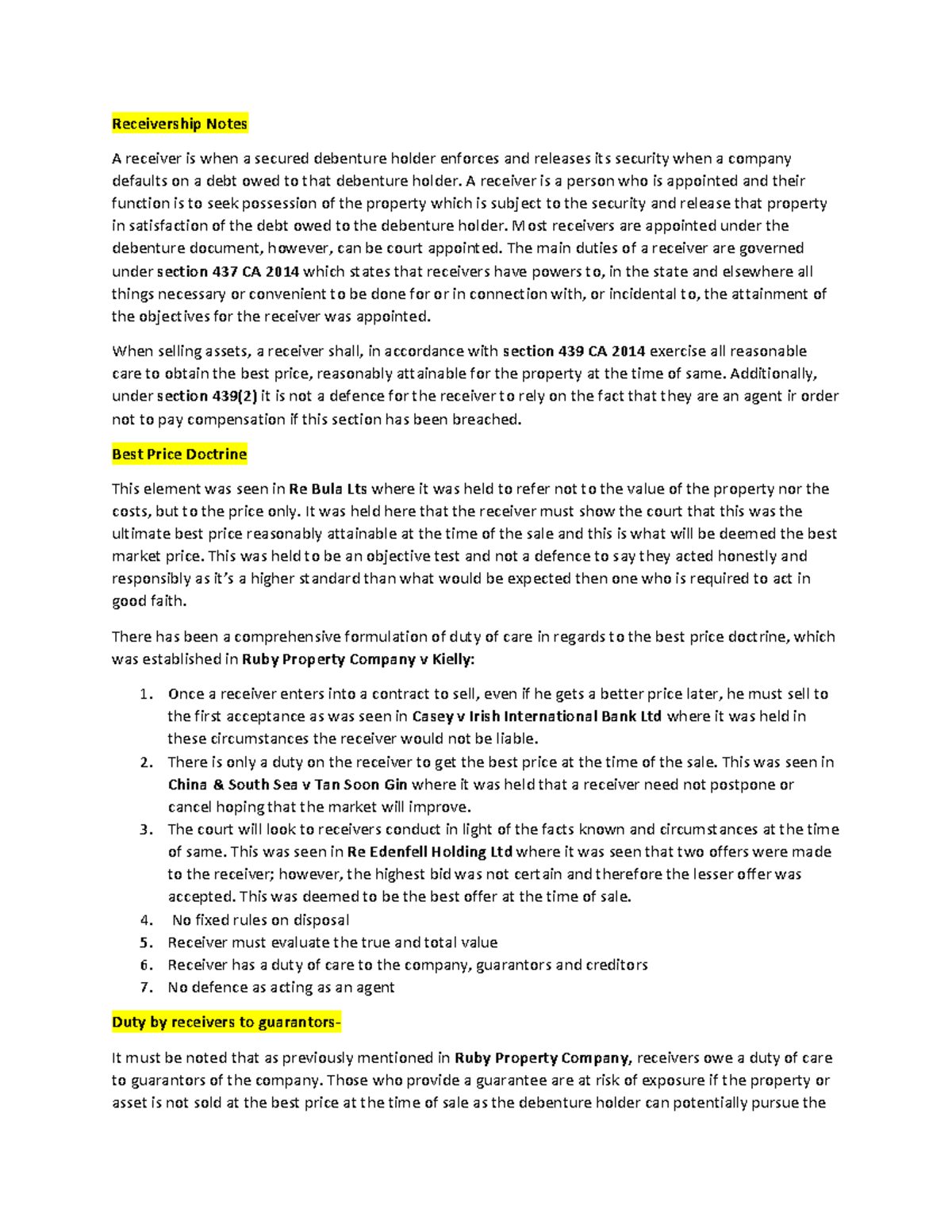 Receivership condensed notes Receivership Notes A receiver is when a