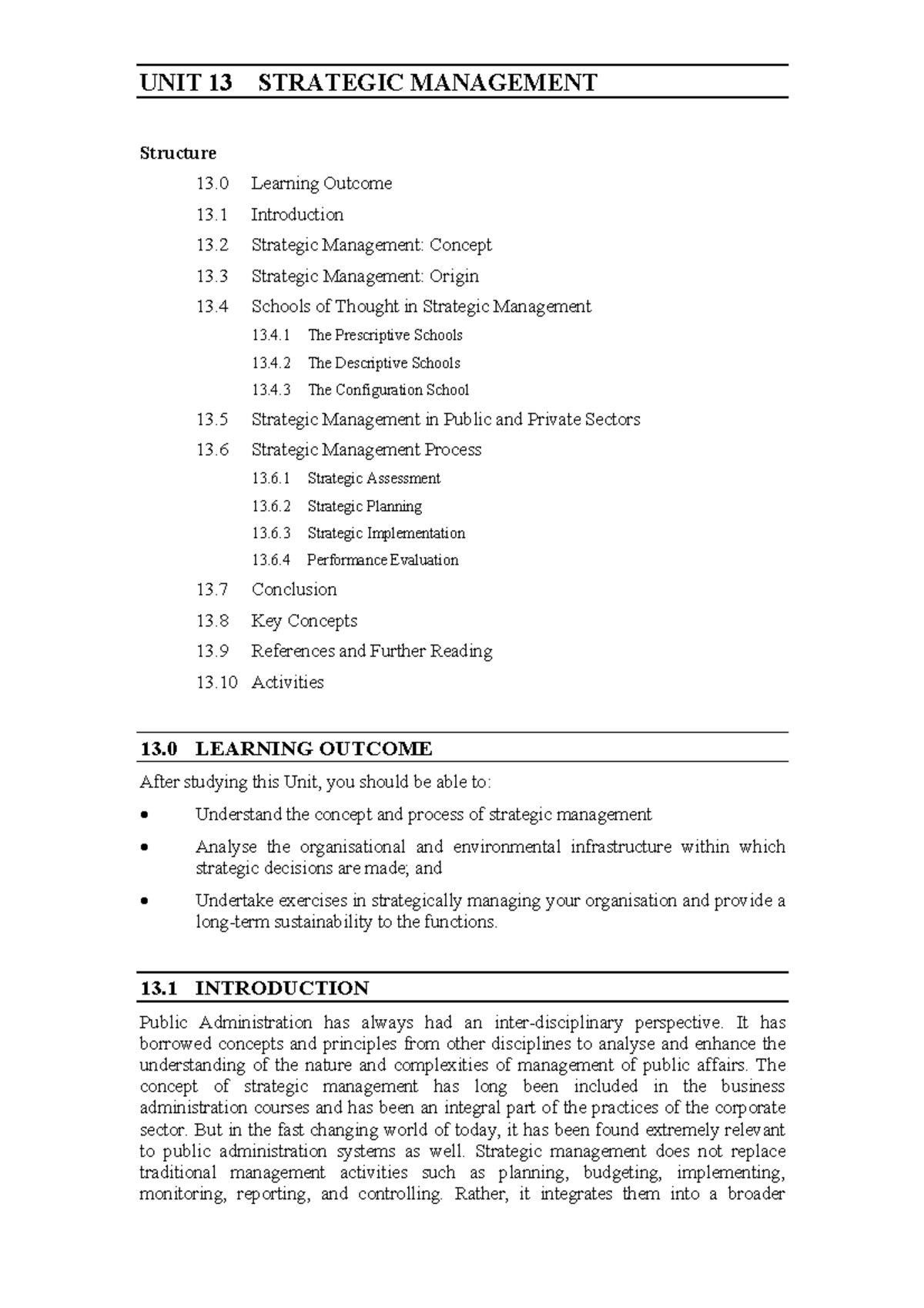 Strategic Management - NOTES - UNIT 13 STRATEGIC MANAGEMENT Structure ...