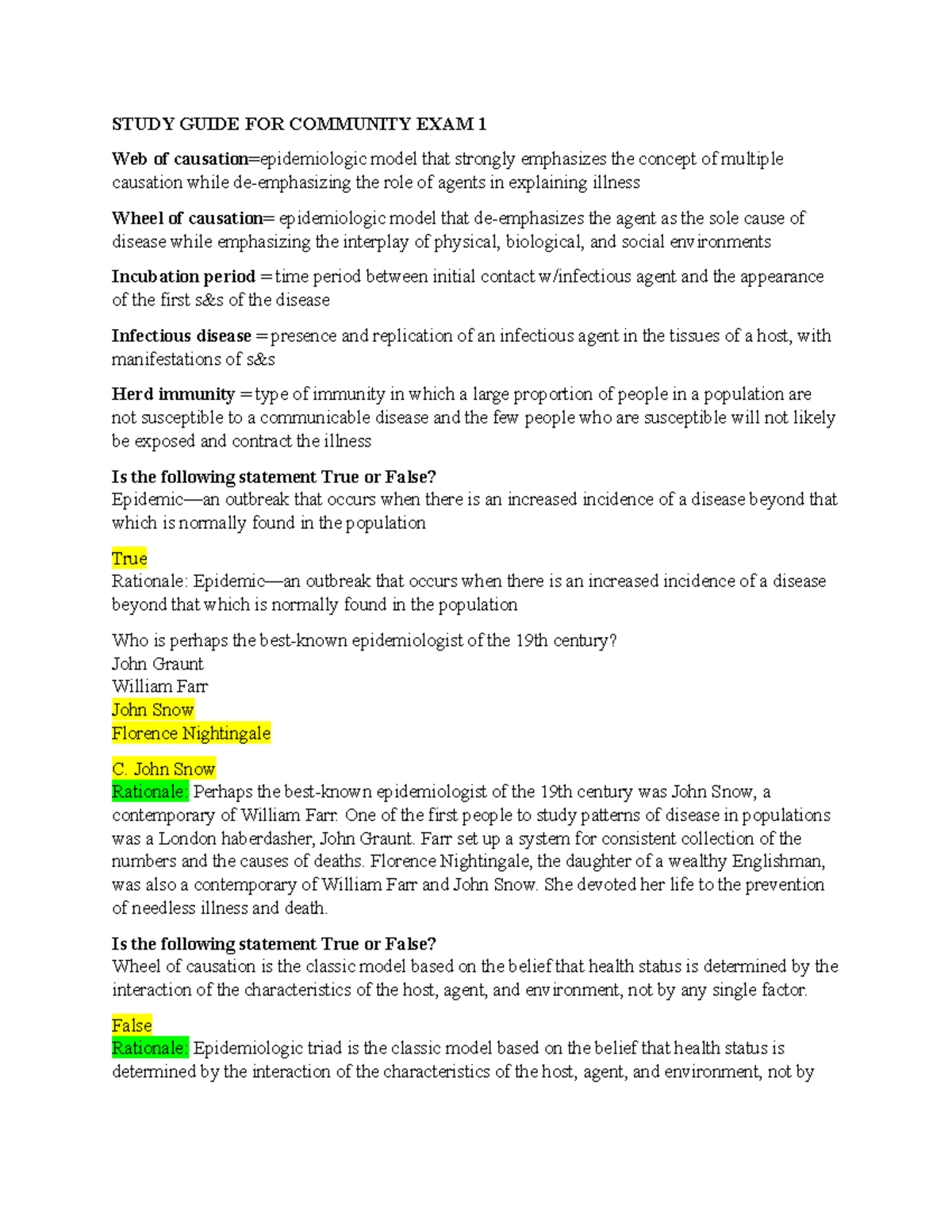 Study Guide FOR Community EXAM 1 - STUDY GUIDE FOR COMMUNITY EXAM 1 Web ...