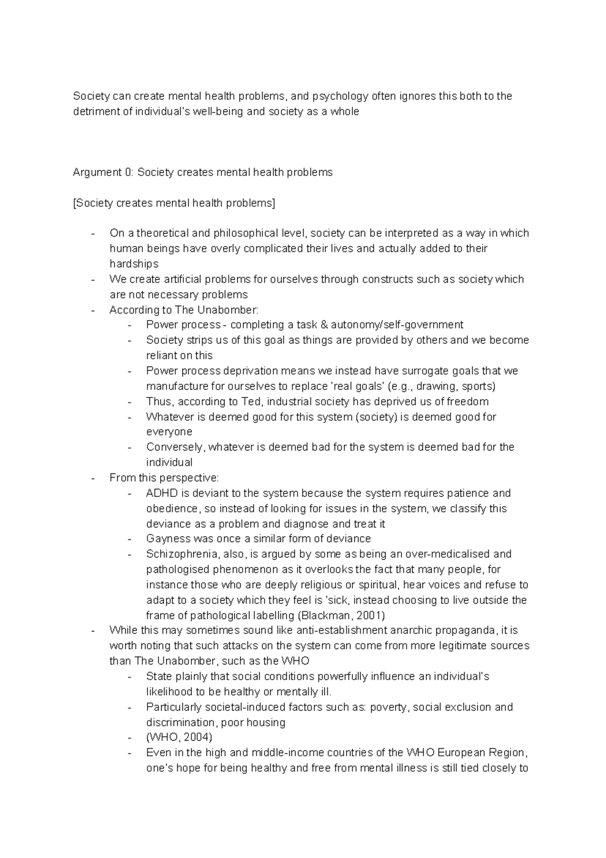 Society And Mental Health Summary Society Can Create Mental Health