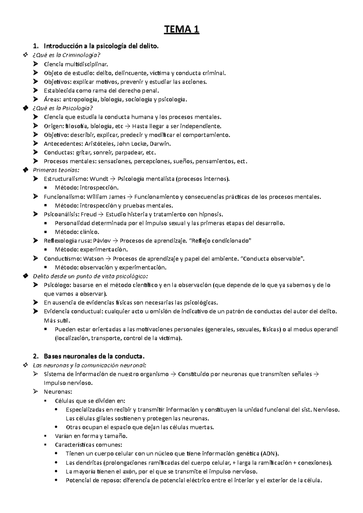 Resúmenes por temas - TEMA 1 1. Introducción a la psicología del delito ...