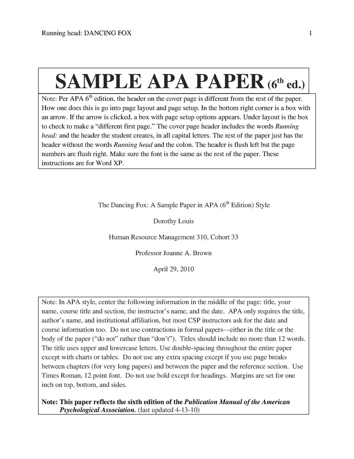 apa 6th edition essay