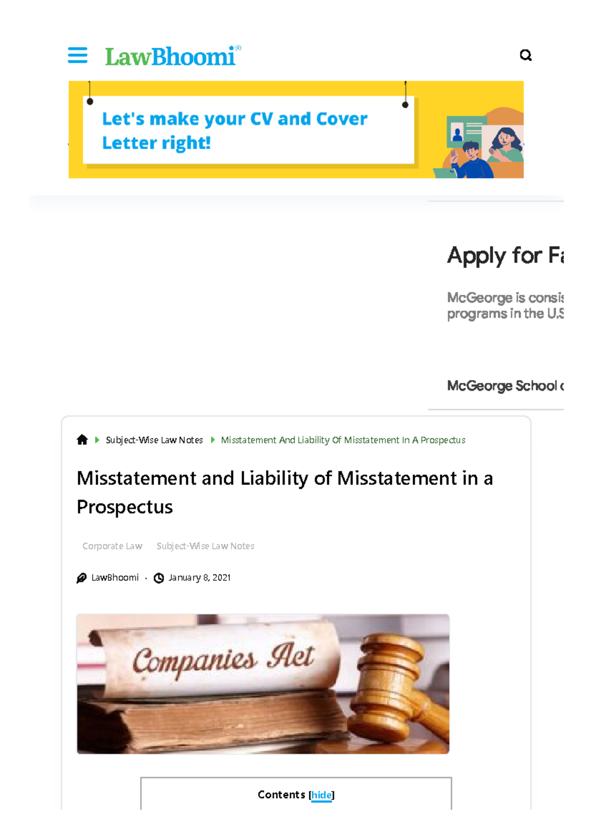 Misstatement And Liability Of Misstatement In A Prospectus - Law Bhoomi ...