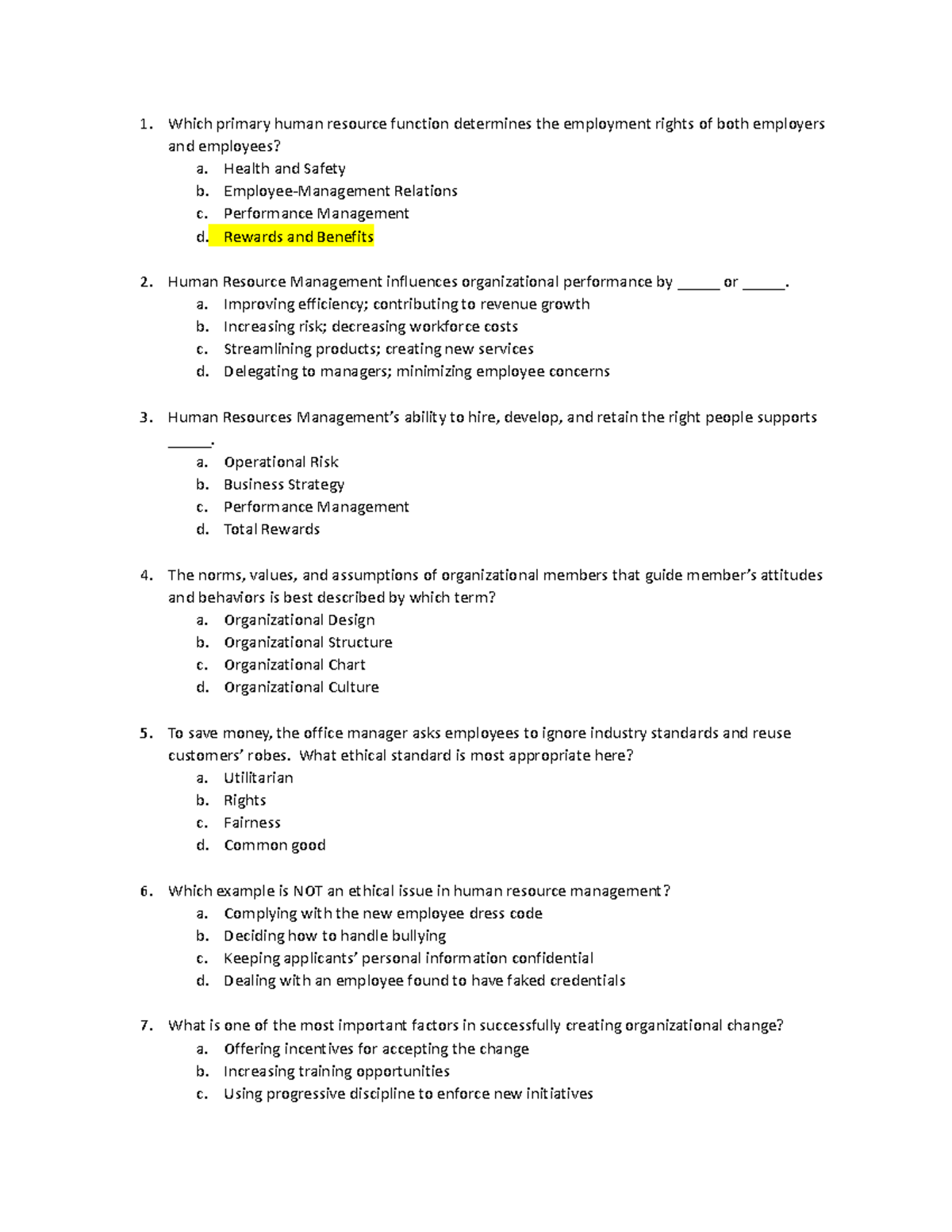 C202 Practice Questions 2 - Students - Which primary human resource ...