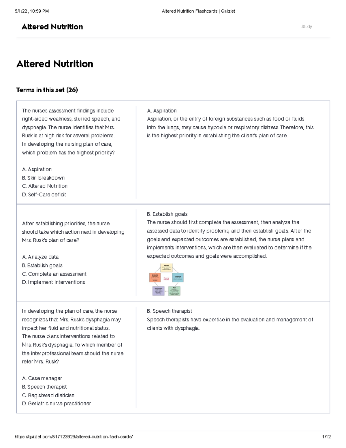 case study altered nutrition quizlet