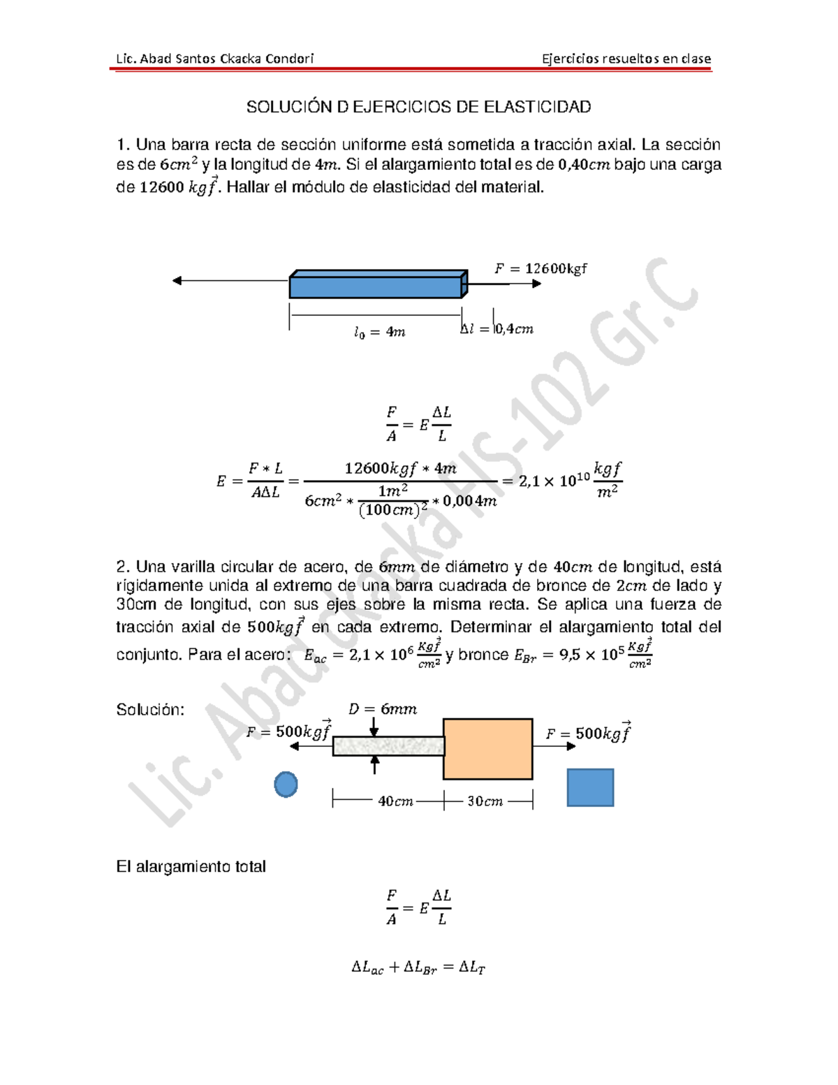 Solución DE Ejercicios Elasticidad (física 102) - SOLUCIÓN D EJERCICIOS ...