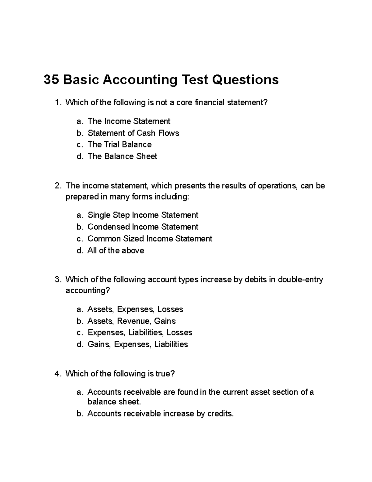 35 Basic Accounting Test Questions 35 Basic Accounting Test Questions 
