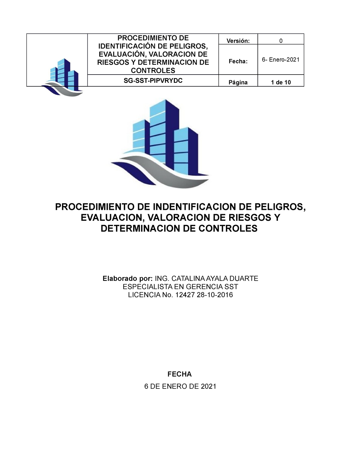 Procedimiento Para La Identifiacion De Riesgos Y Peligros ...