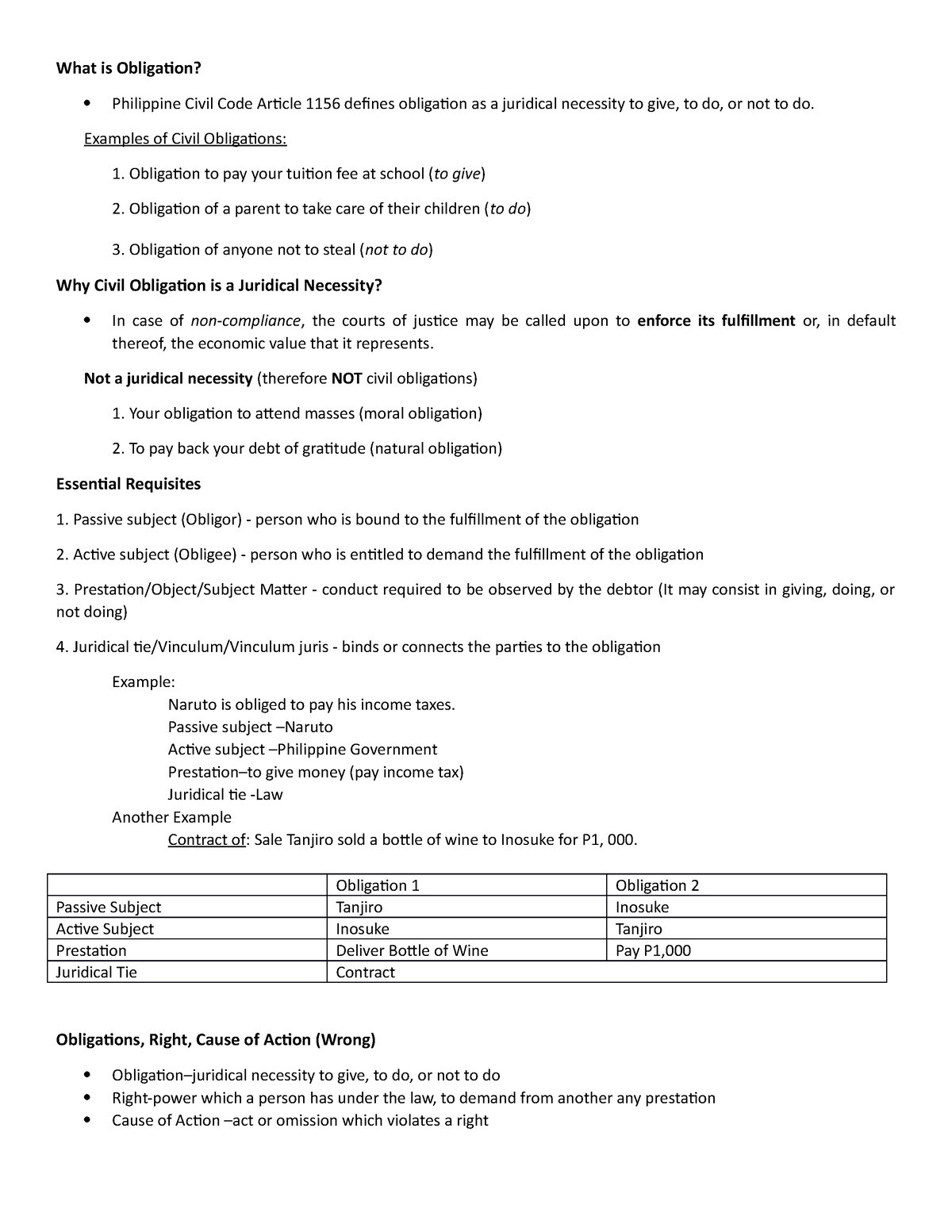 General Provisions Notes - What Is Obligation? Philippine Civil Code ...