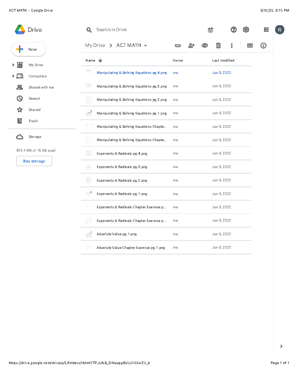 ACT MATH - Google Drive - Math practice for ACT - 8/10/22, 8:16 PMACT ...