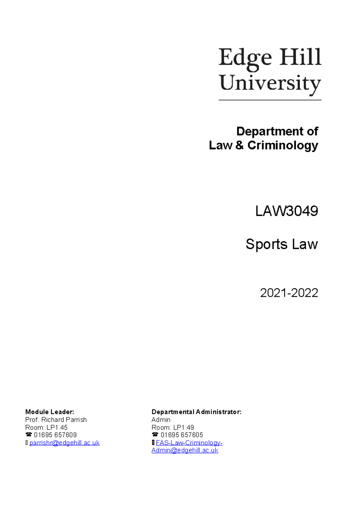 Sports Law 20-21 Handbook - Department of Law & Criminology LAW Sports ...