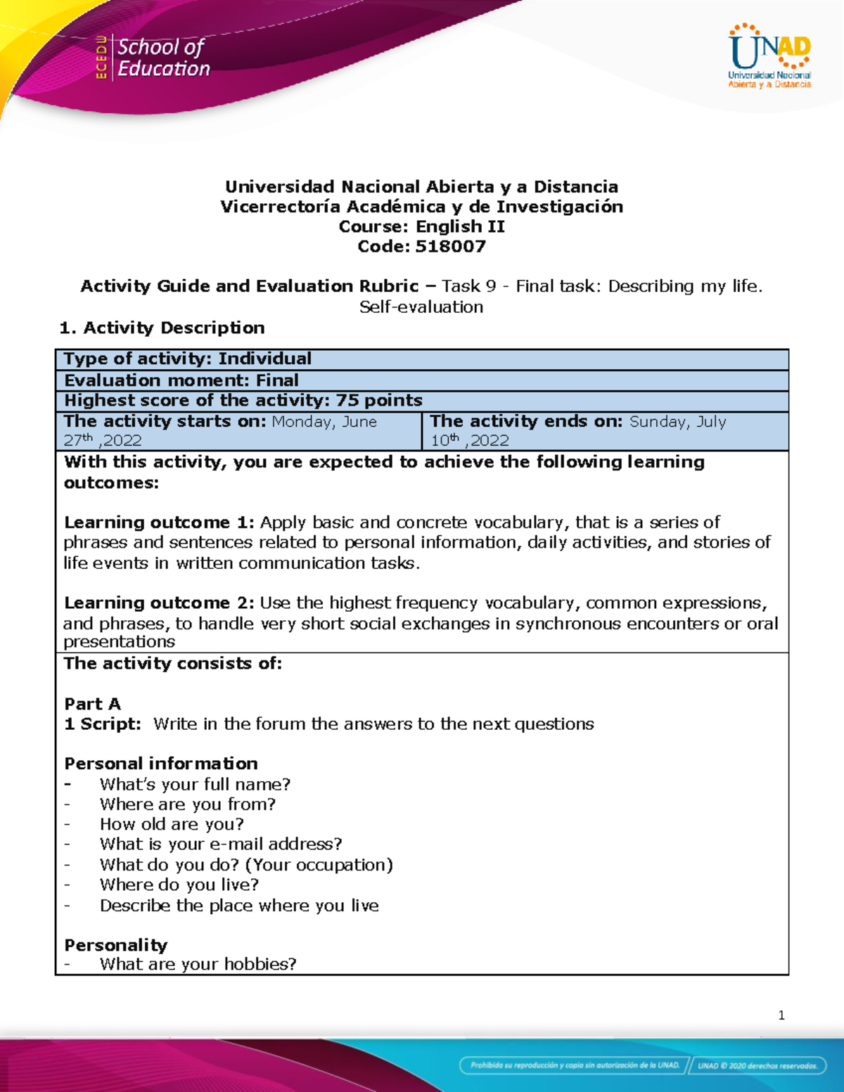 Activity Guide and Evaluation Rubric - Units 1-2-3 - Task 9 - Final ...
