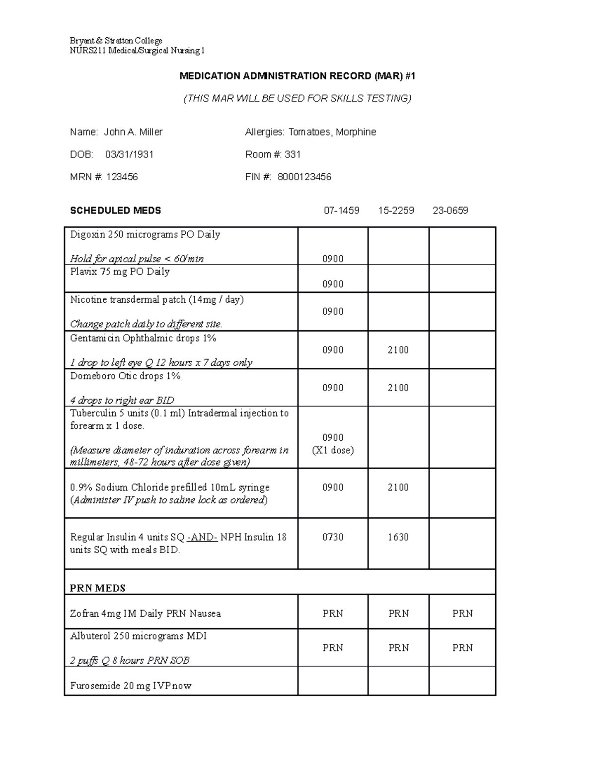 MAR For checkoffs - Great tool for check offs - Bryant & Stratton ...