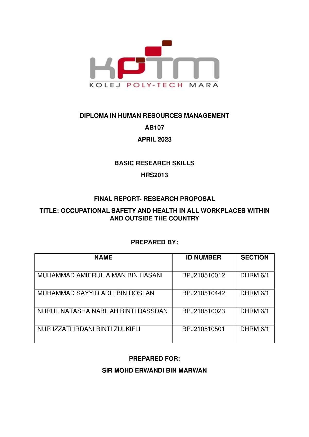 mathematics research proposal sample