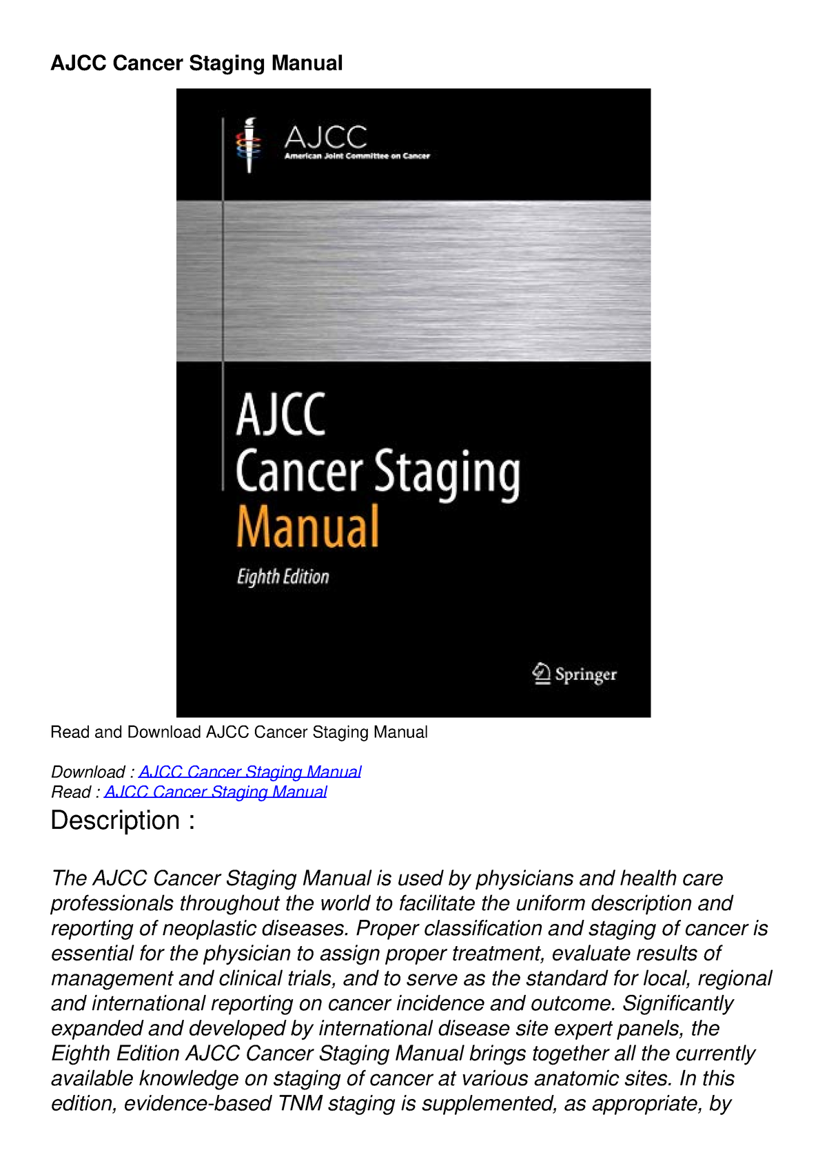 Pdf Download Ajcc Cancer Staging Manual Ajcc Cancer Staging Manual Read And Download Ajcc