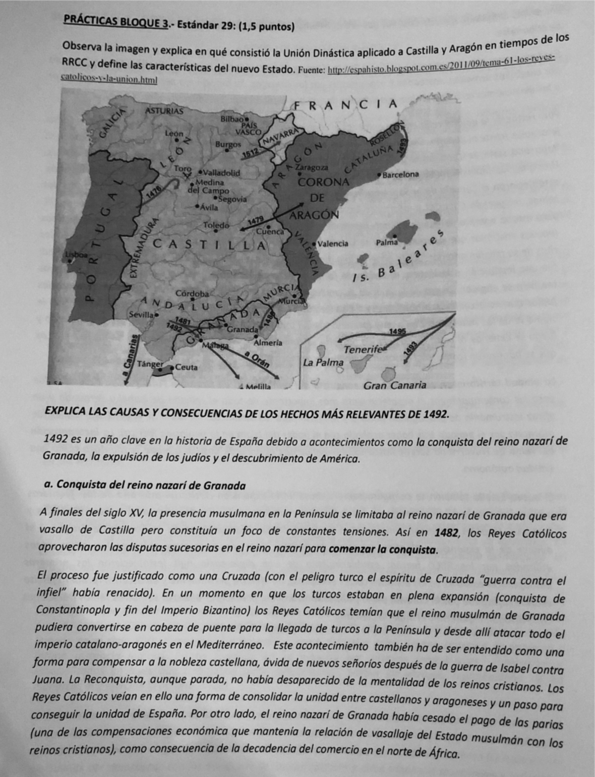 Bloque 3. Estandar 29. La unión Dinástica. - Historia de España - StuDocu