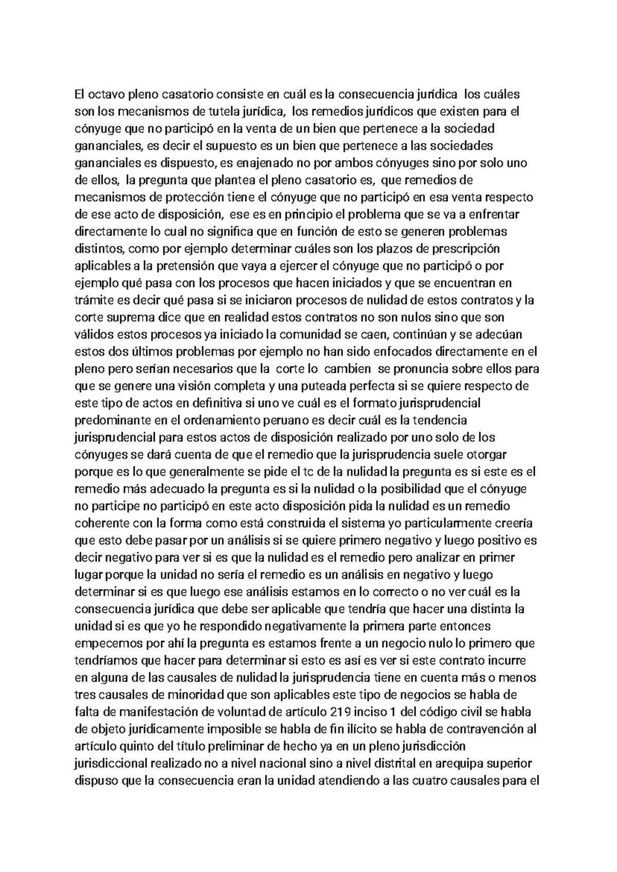 Octavo Pleno Casatorio El Octavo Pleno Casatorio Consiste En Cuál Es