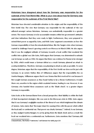 1.1 Causes OF WW1 - +263 772 155 794 TOPIC 1: WORLD WAR ONE/FIRST WORLD ...