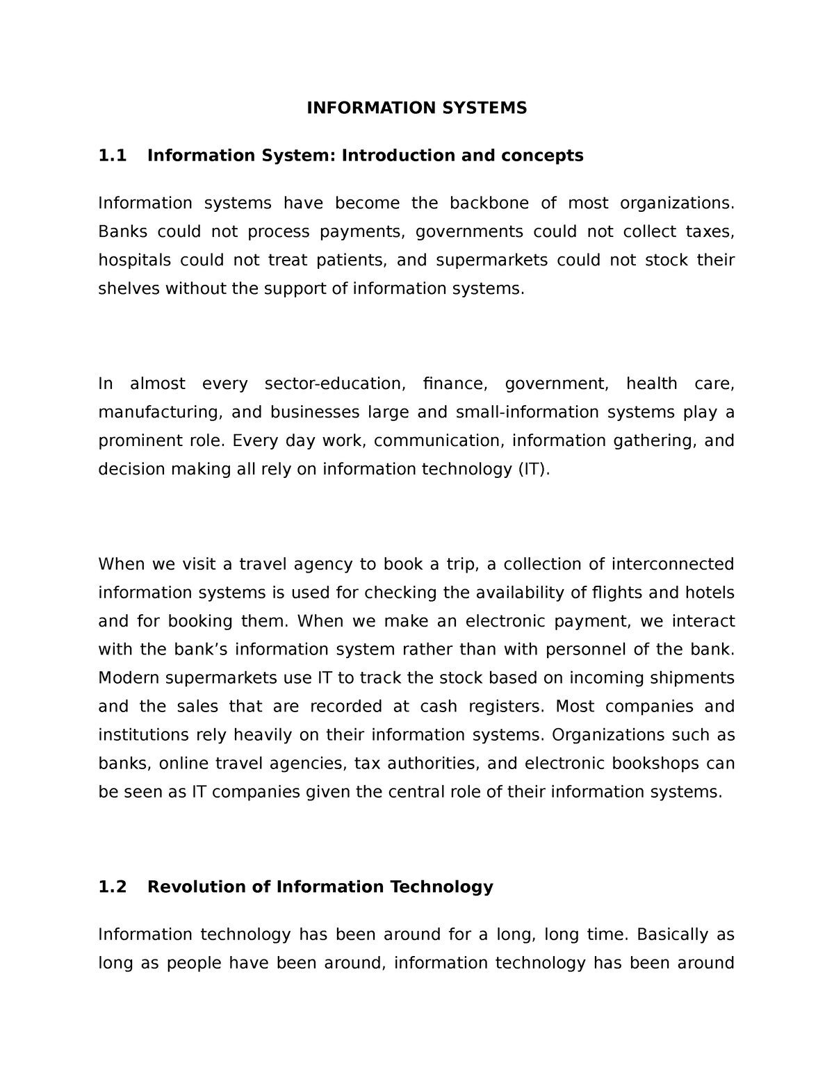 introduction to information systems assignment 1