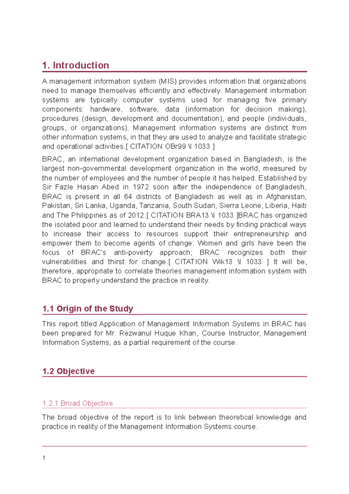 141334954 Mis in BRAC Bank Bd 1. Introduction A management