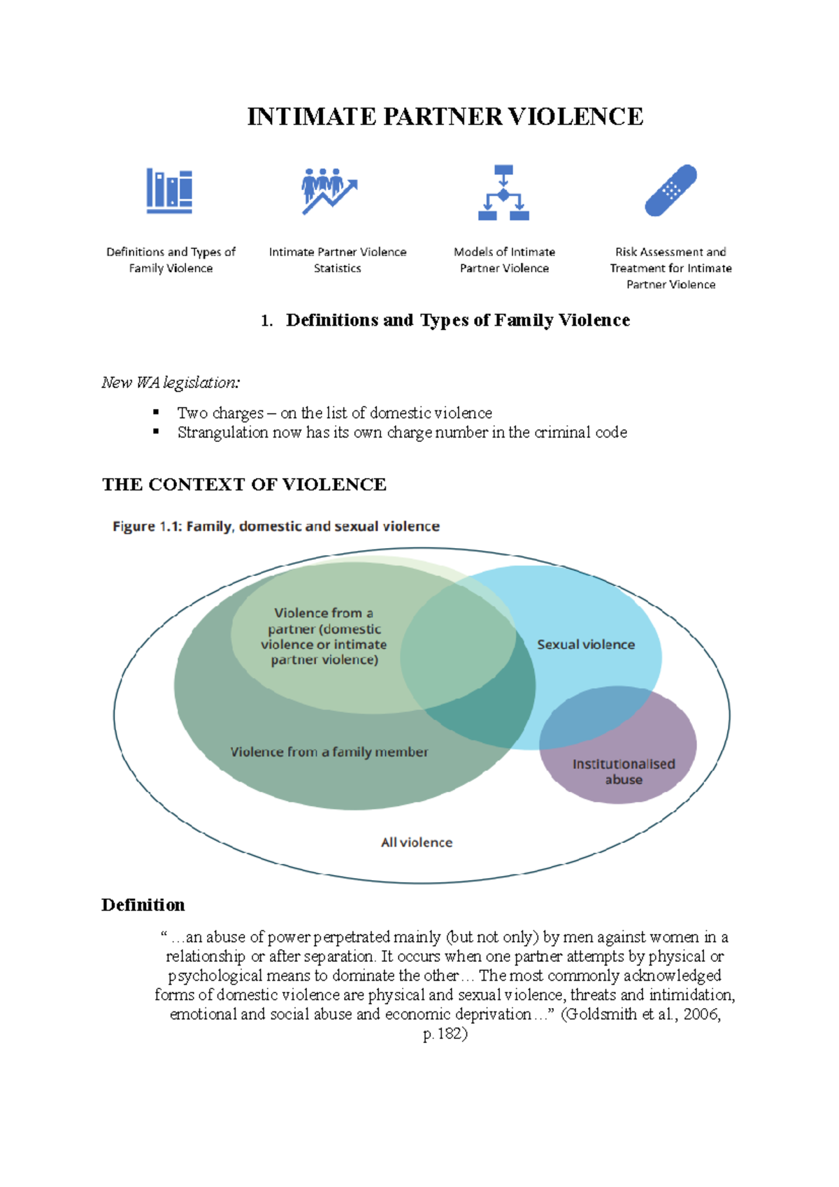 Lecture 10 Notes Intimate Partner Violence - INTIMATE PARTNER VIOLENCE ...