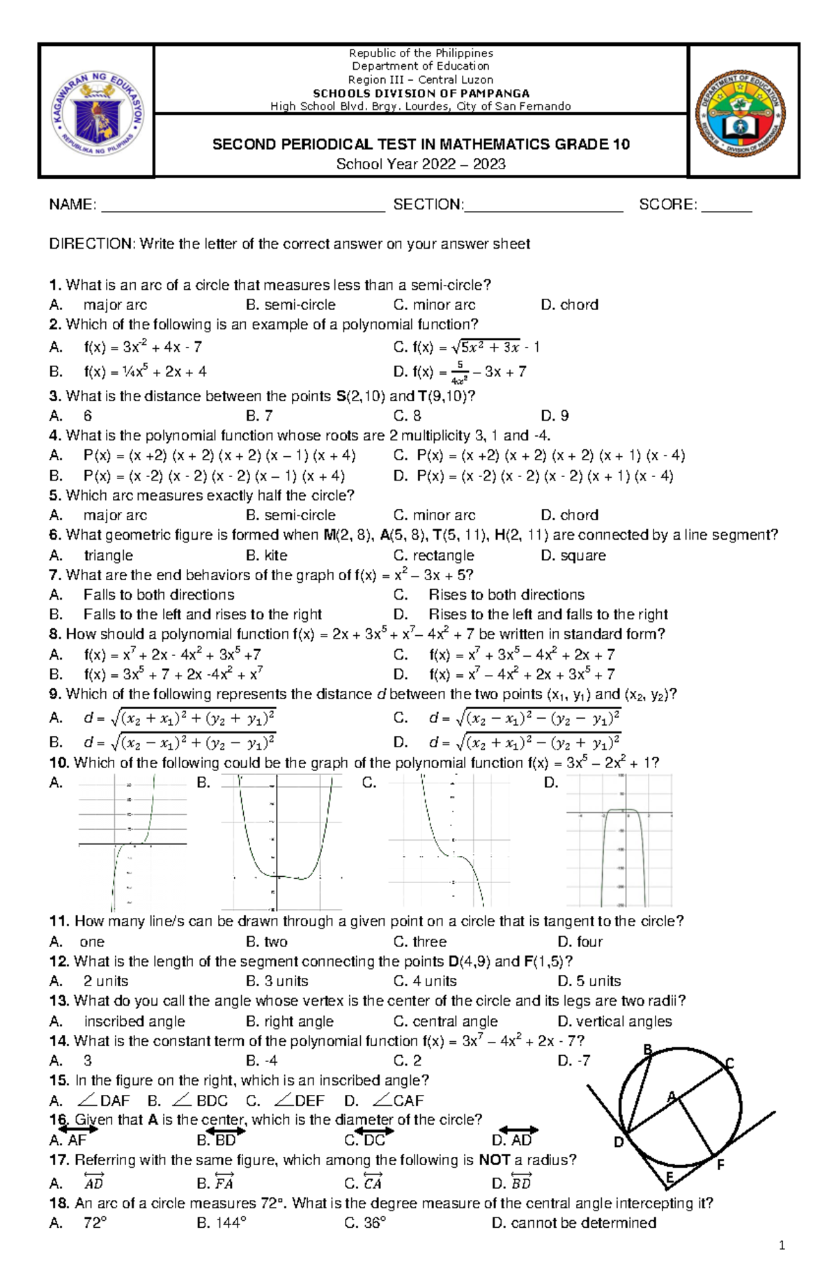 2nd Quarter Math10 - ALL ABOUT MATH - 1 Republic of the Philippines ...