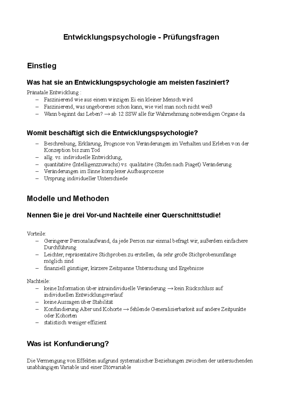 Zusammenfassung Prüng Entwicklungspsychologie - Entwicklungspsychologie ...