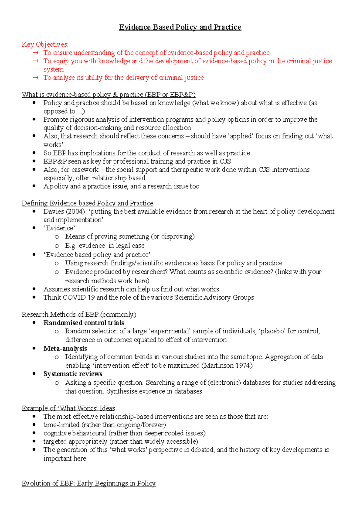 Evidence Based Policy and Practice - ..) Promote rigorous analysis of ...