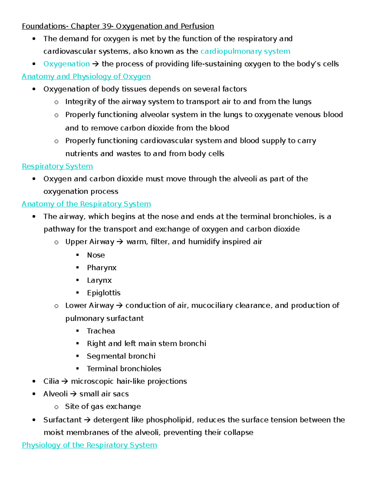 Foundations- Chapter 39- Oxygenation And Perfusion - Chapter ...