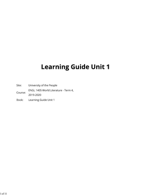 Learning Guide Unit 1 - ENGL 1405 World Literature - StuDocu
