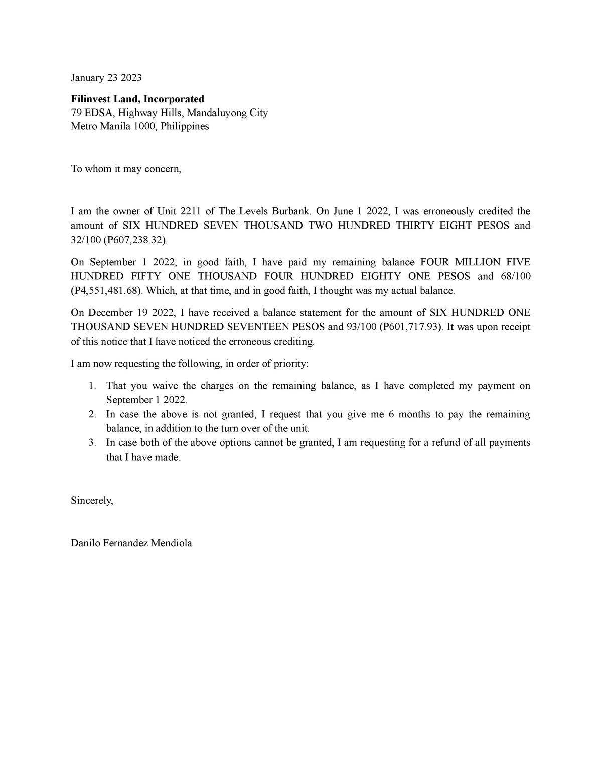 Filinvest Letter - January 23 2023 Filinvest Land, Incorporated 79 EDSA ...