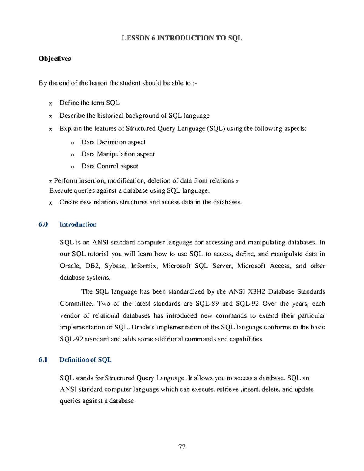 Computer SQL - Diploma - health records and information technology ...
