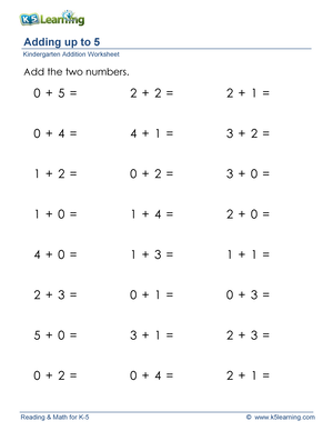 Addition up to 10 a - Educational - Reading & Math for K-5 © k5learning ...