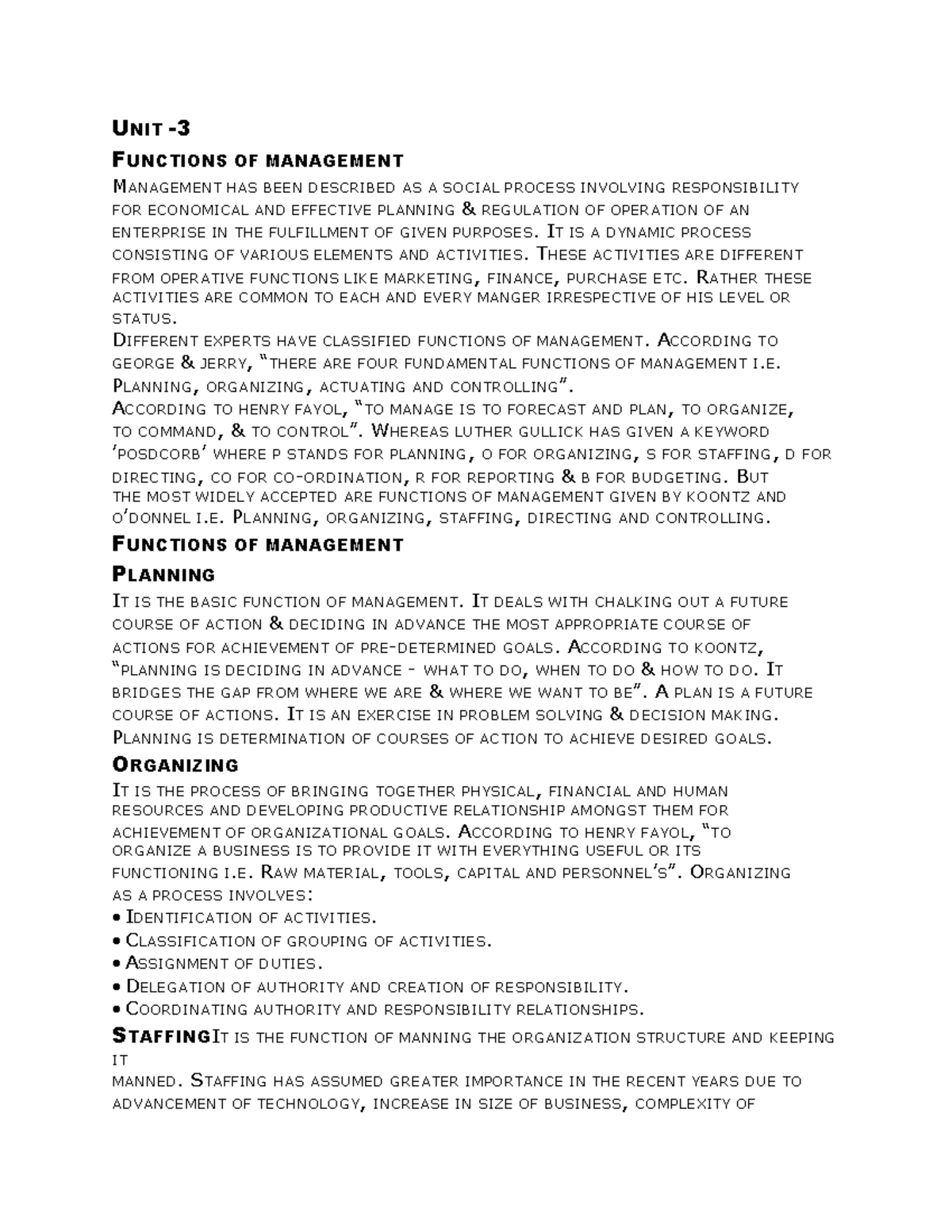 UNIT 3 POM - easy to learn notes of principles of management - UNIT ...