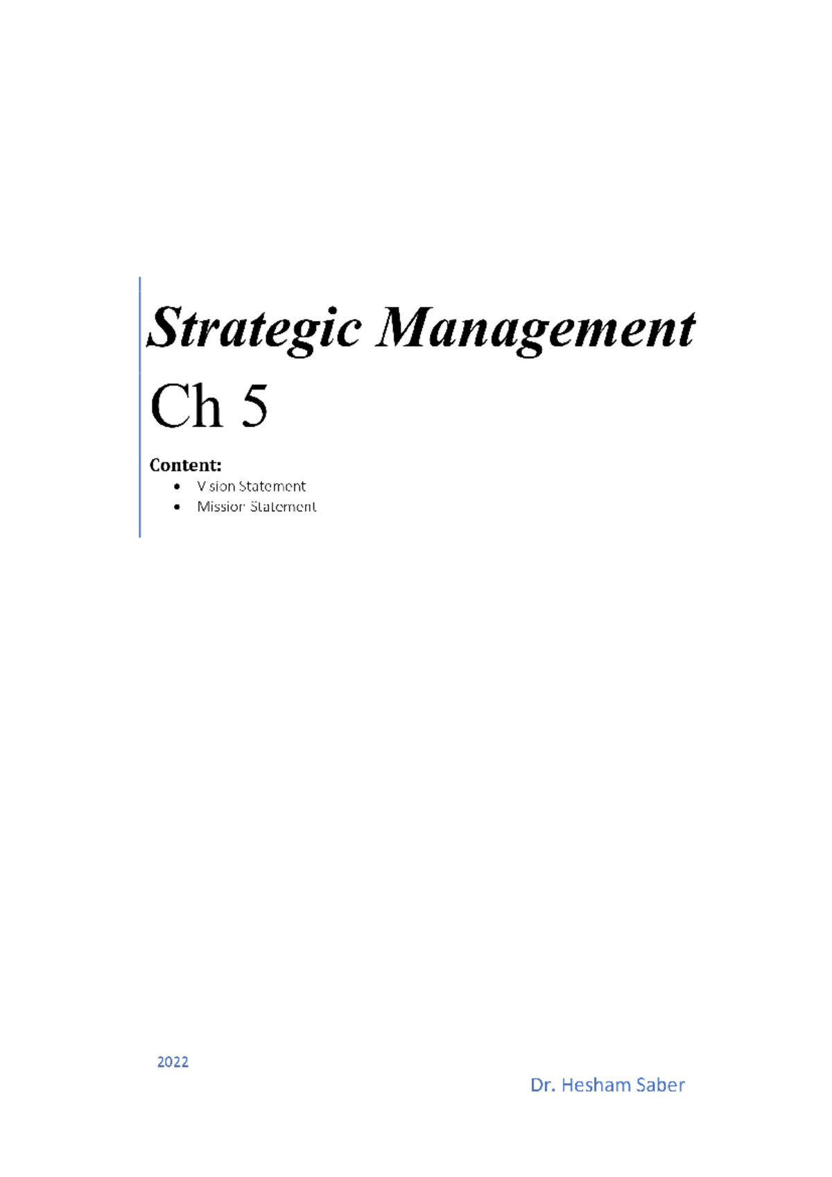 Ch 5 - Strategic Management - Studocu