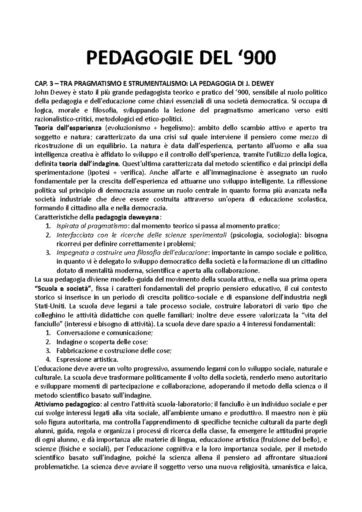 Pedagogie Del 900 Pedagogie Del ‘ Cap 3 Tra Pragmatismo E