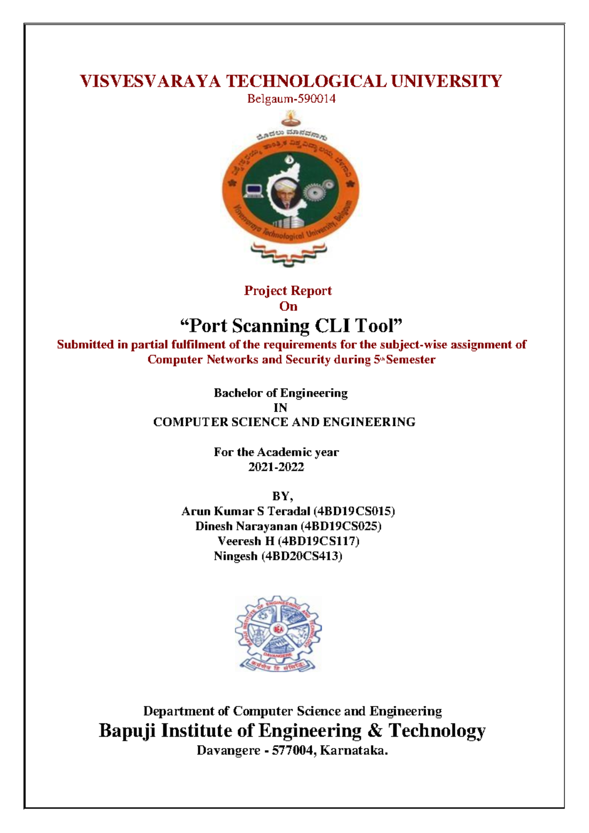 CNminiproj - cn mini project about ports - VISVESVARAYA TECHNOLOGICAL ...
