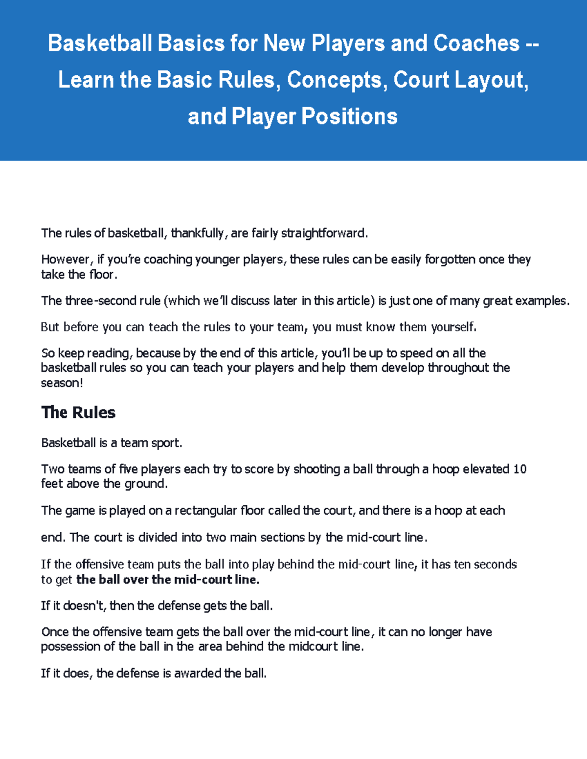 Www breakthroughbasketball com basics basics html - The rules of ...
