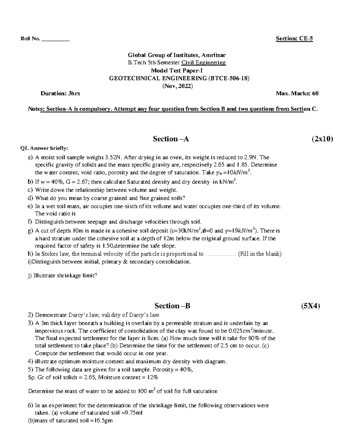 Combinepdf Hi this is foundation engineering notes Roll No