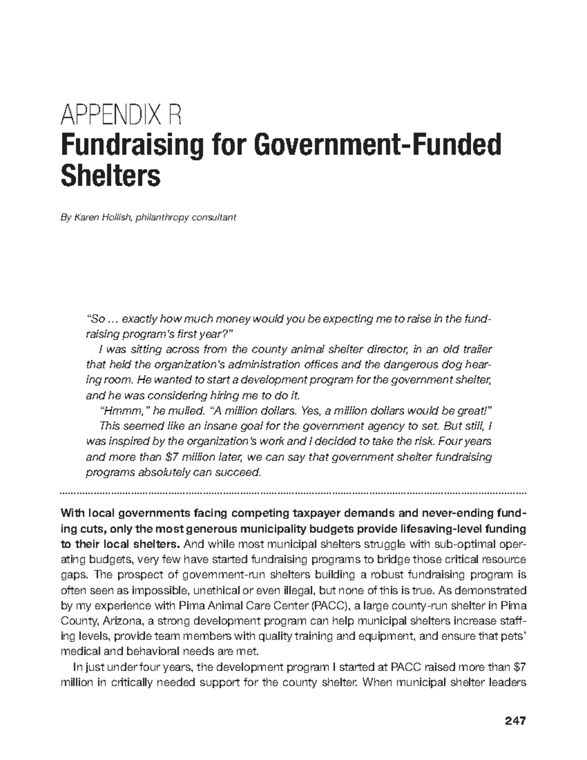 Appendix R Fundraising for Government-Funded Shelters - APPENDIX R ...