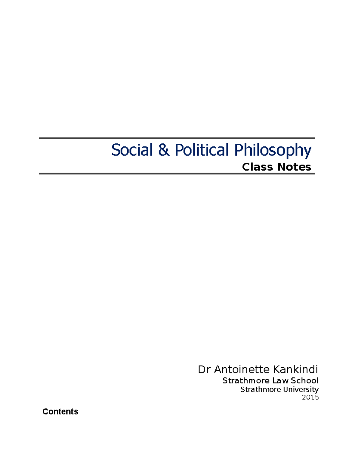 SPFL Chapter 1 Lecture notes 12 Social & Political Philosophy