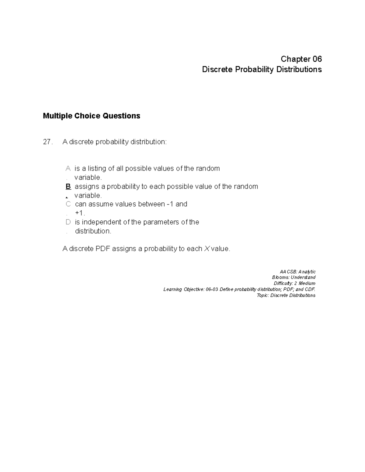 SB Test Bank Chapter 6 - SB Testbank - Chapter 06 Discrete Probability ...