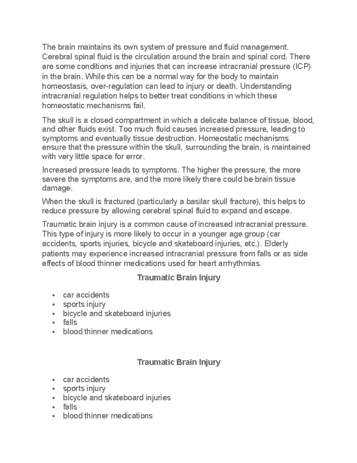 Patho WEEK 3 Edapt The brain maintains its own system of pressure