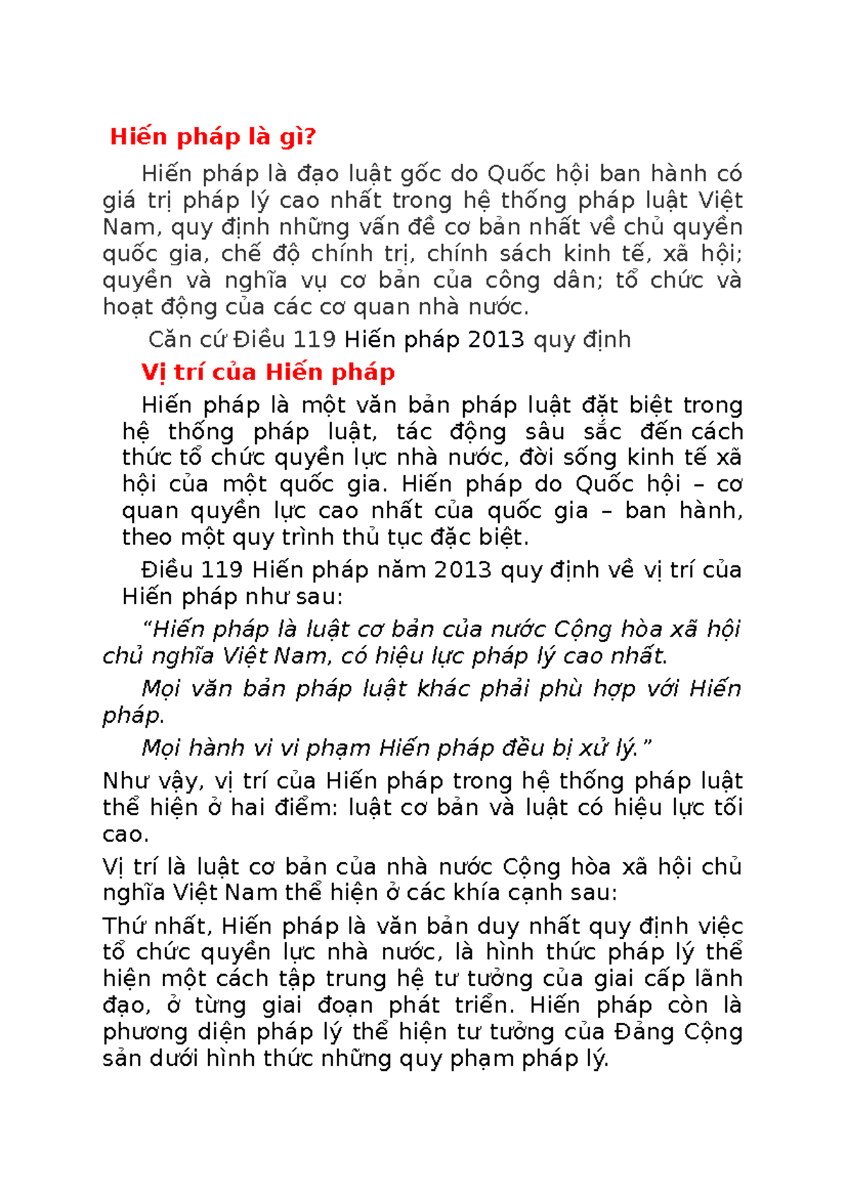 Vị trí, vai trò của luật hiến pháp - Hiến pháp là gì? Hiến pháp là đạo