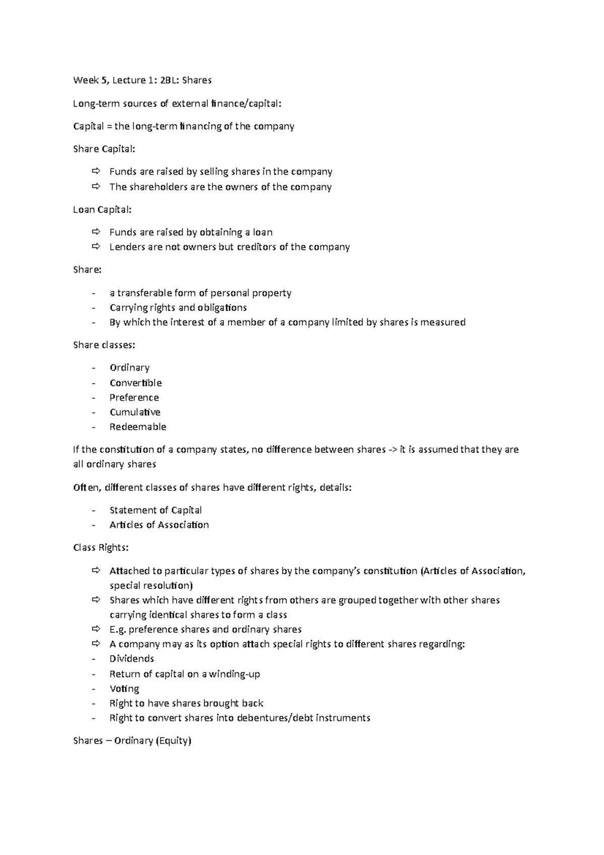 Week 5 Lecture 1 Complete - Week 5, Lecture 1: 2BL: Shares Long-term ...