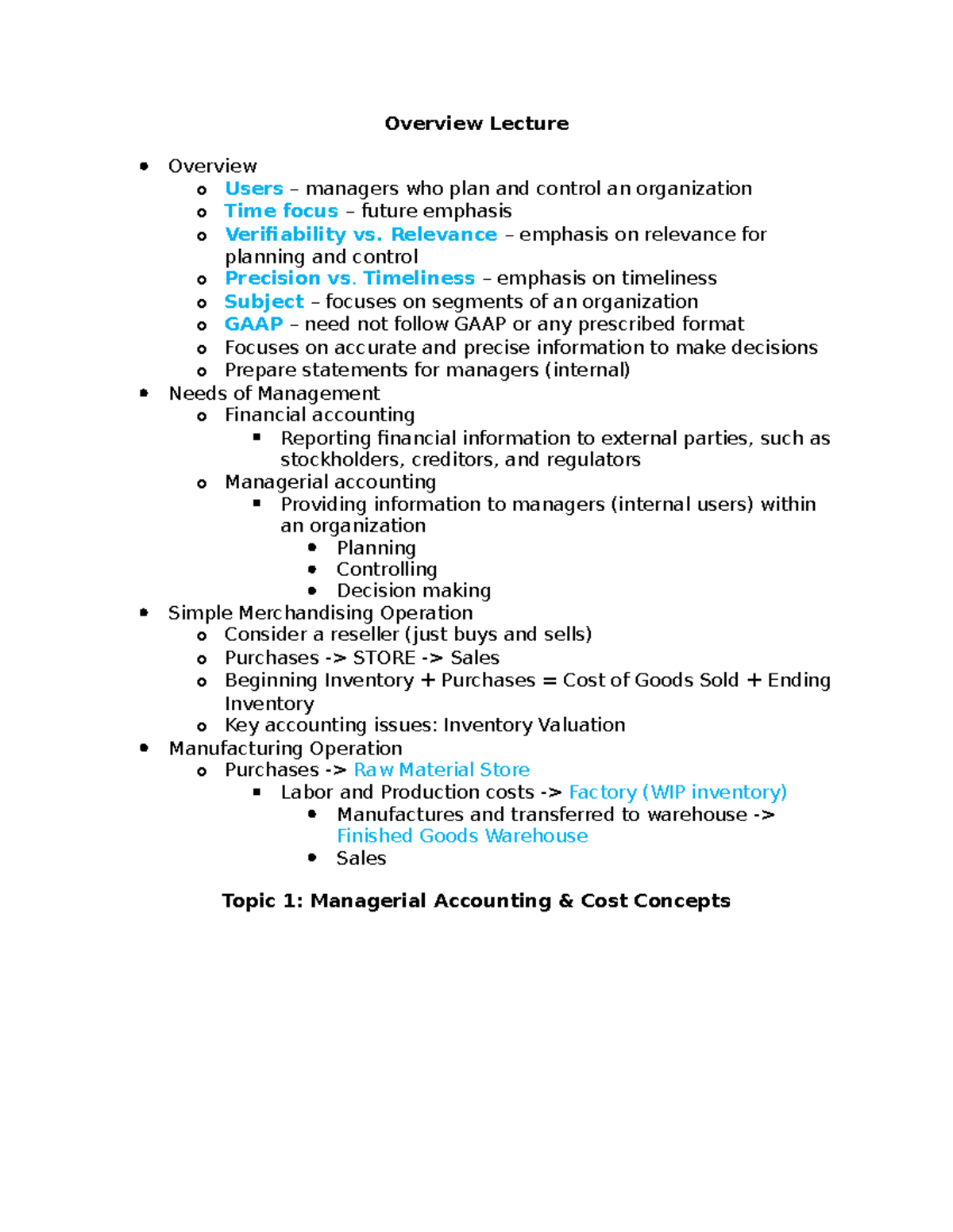 Overview Lecture - Prof Lee - Overview Lecture Overview o Users ...