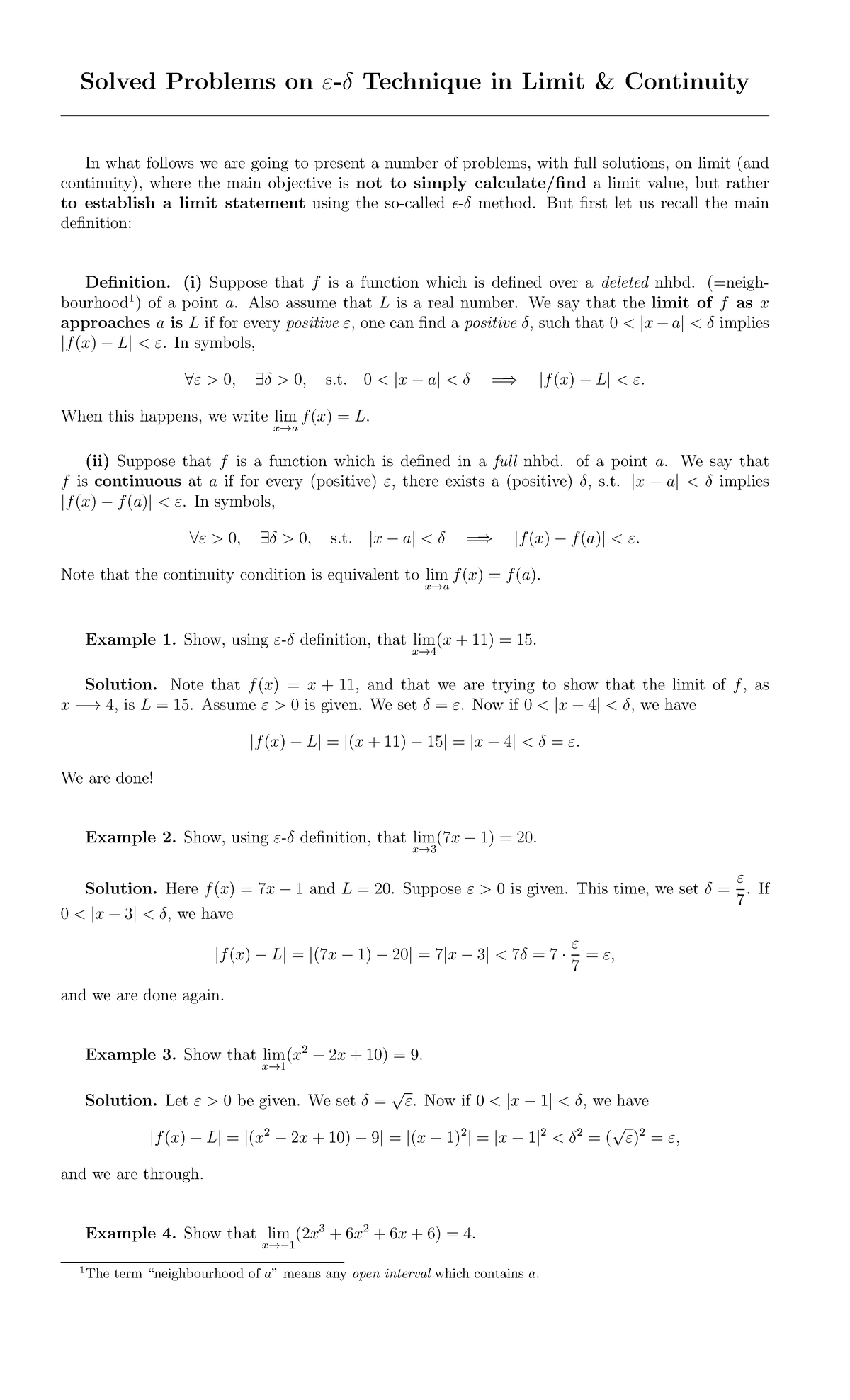 Epsilon-delta exercises - Solved Problems on ε-δ Technique in Limit ...